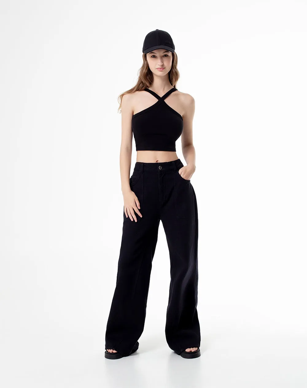 Crop top slim rib algodón negro mujer sold by Gef product image thumbnail 4
