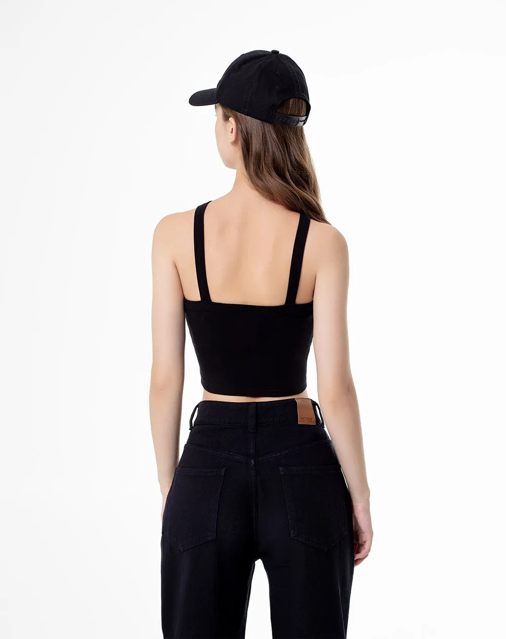 Crop top slim rib algodón negro mujer sold by Gef product image thumbnail 2