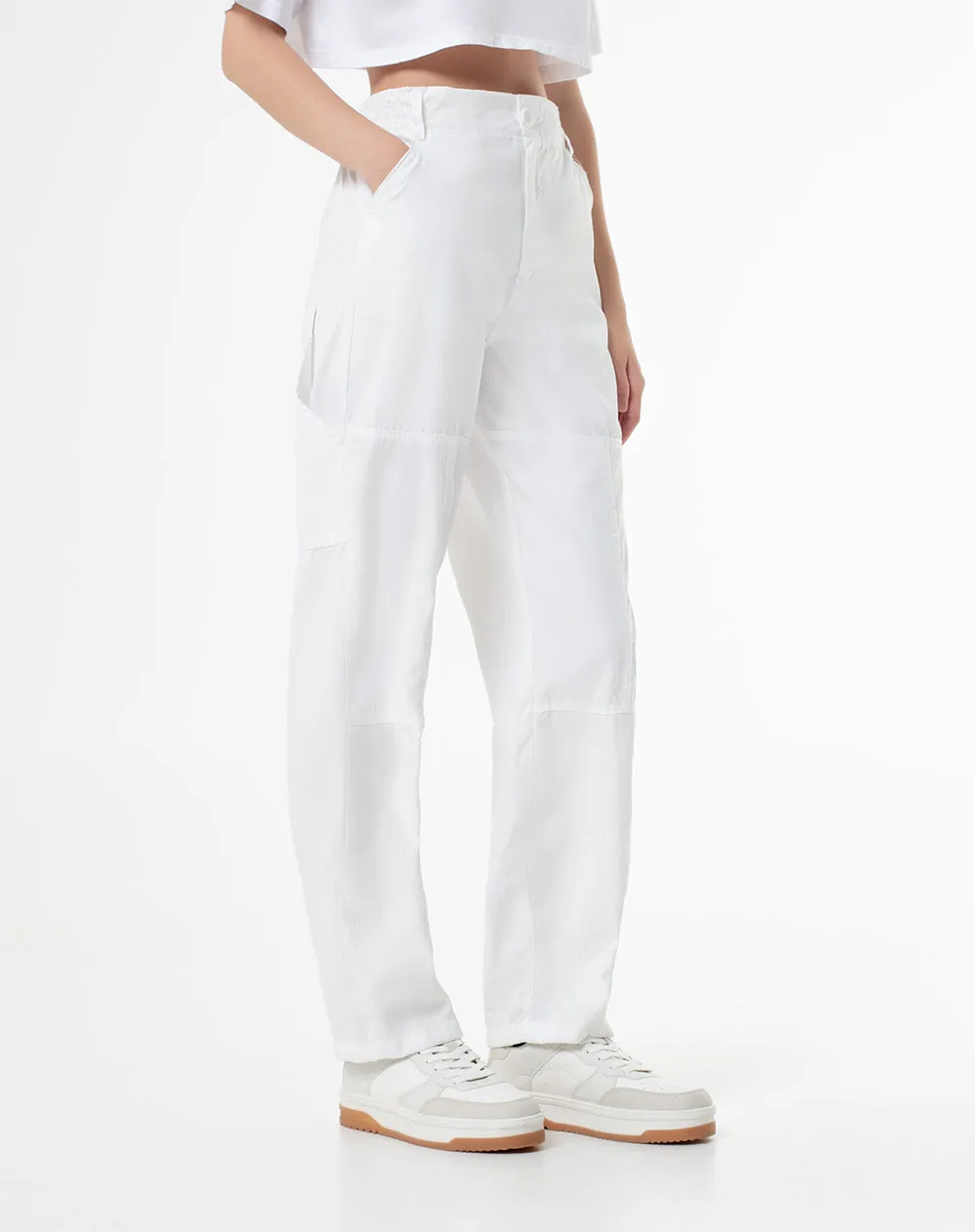 Pantalón parachute tiro medio elástico en cintura habano para mujer sold by Gef product image thumbnail 3