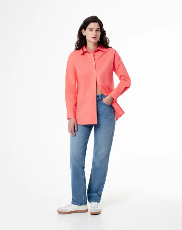 Camisa oversized fit manga larga coral sold by Gef