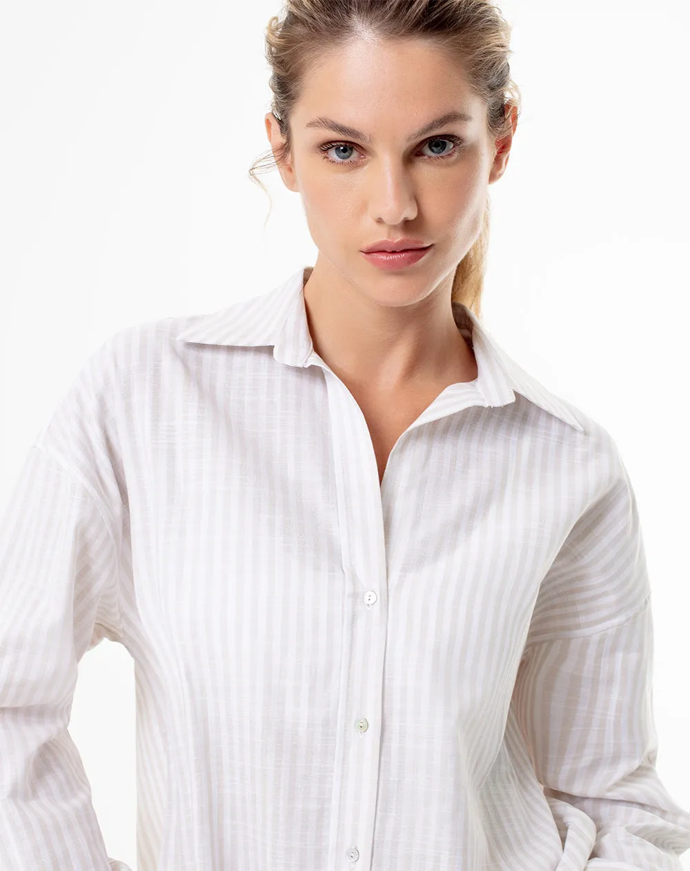 Camisa manga larga oversize algodón rayas mujer sold by Gef product image thumbnail 3
