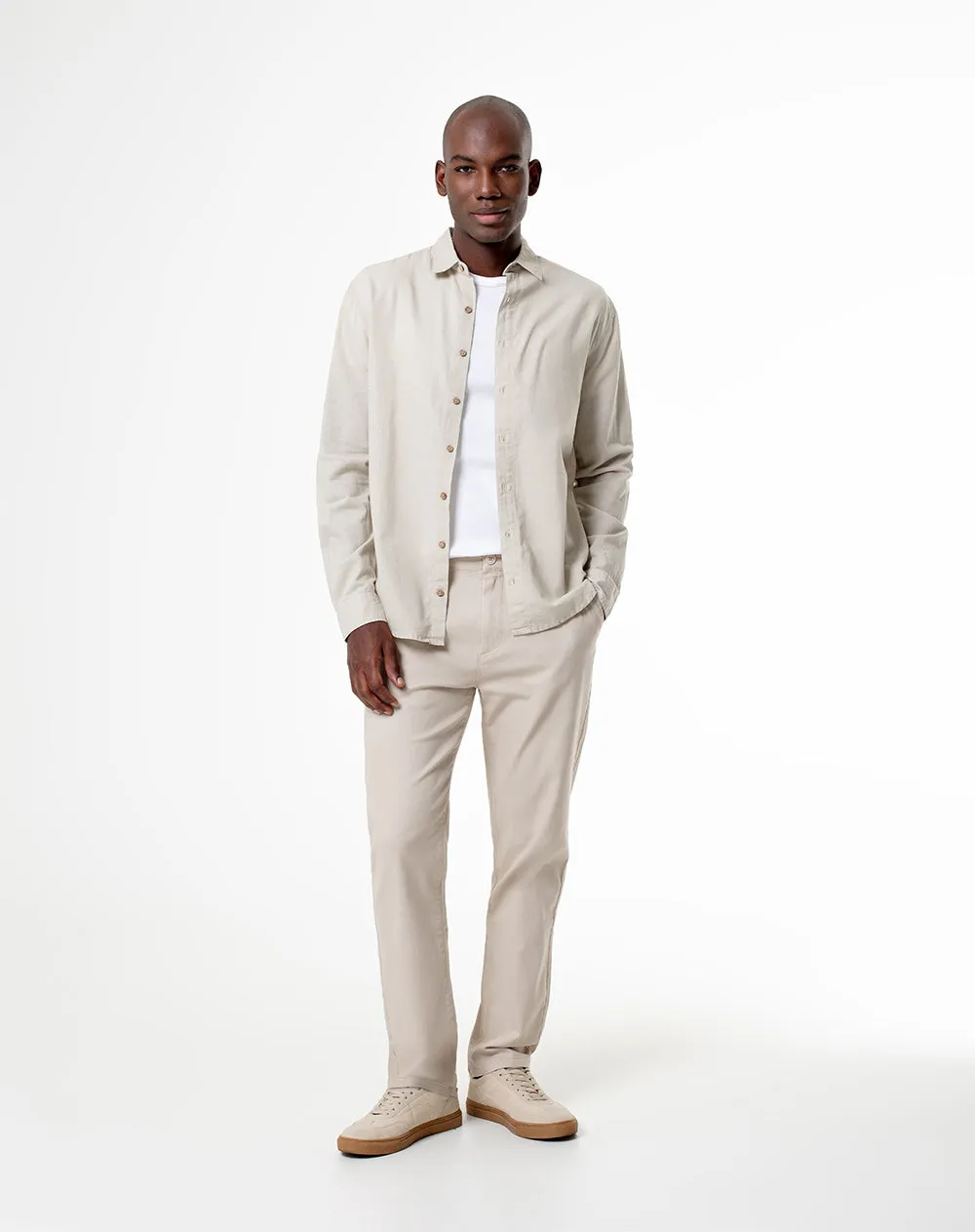 Camisa manga larga regular lino caqui hombre sold by Gef product image thumbnail 4