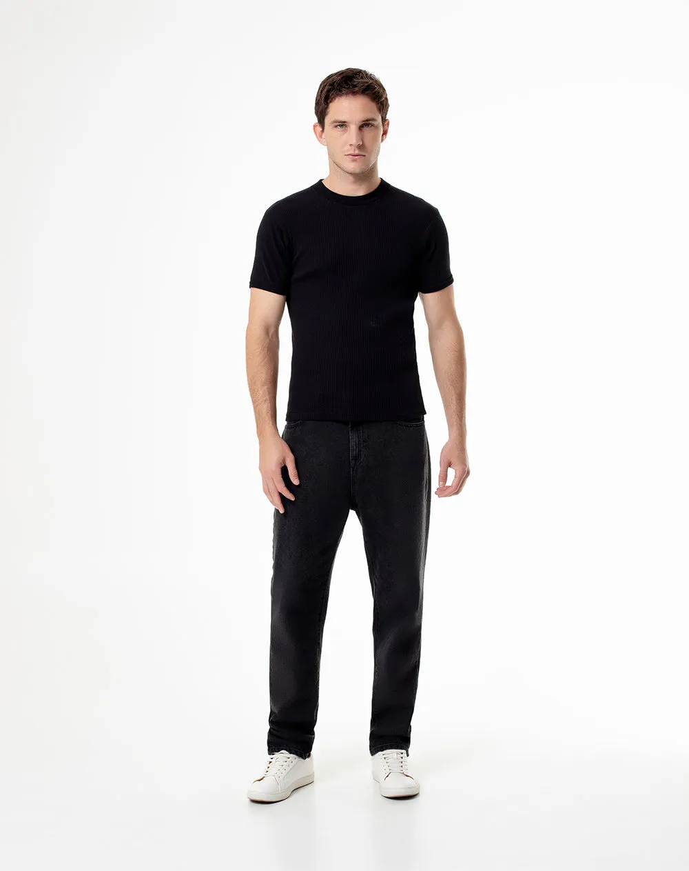 Camiseta slim rib algodón negra hombre sold by Gef product image thumbnail 5