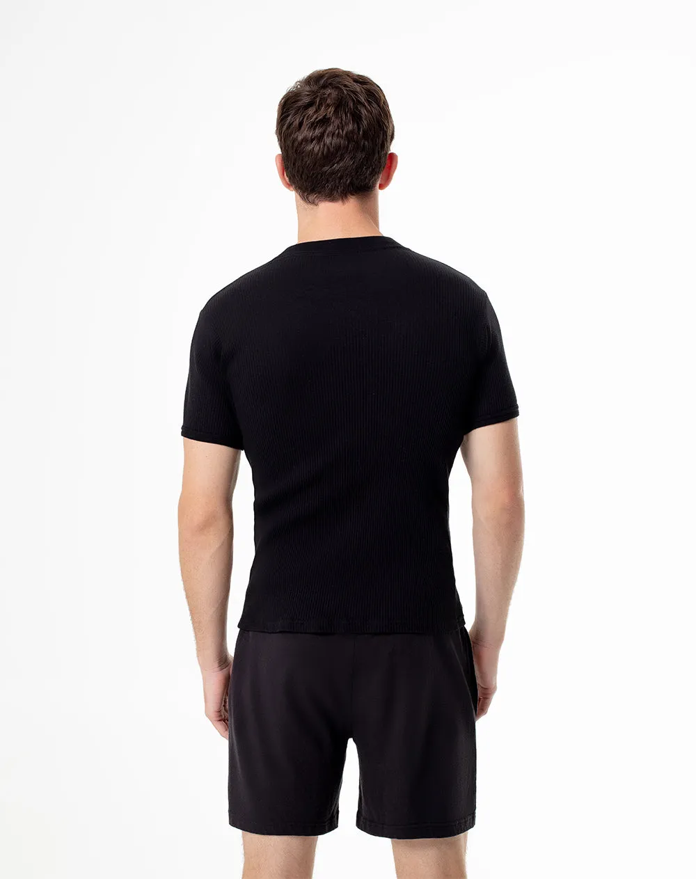 Camiseta slim rib algodón negra hombre sold by Gef product image thumbnail 2