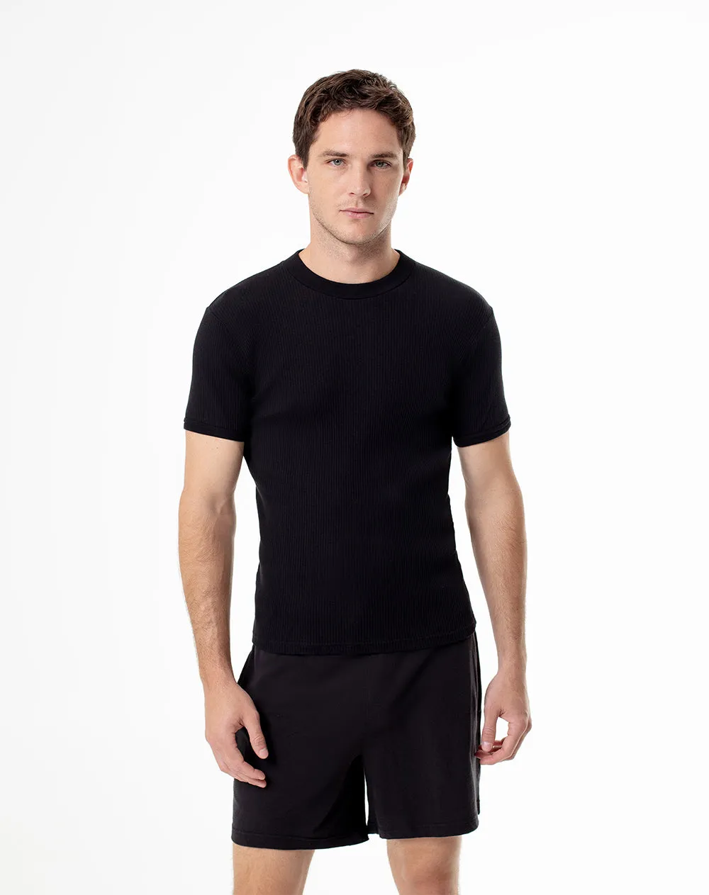 Camiseta slim rib algodón negra hombre sold by Gef product image thumbnail 3