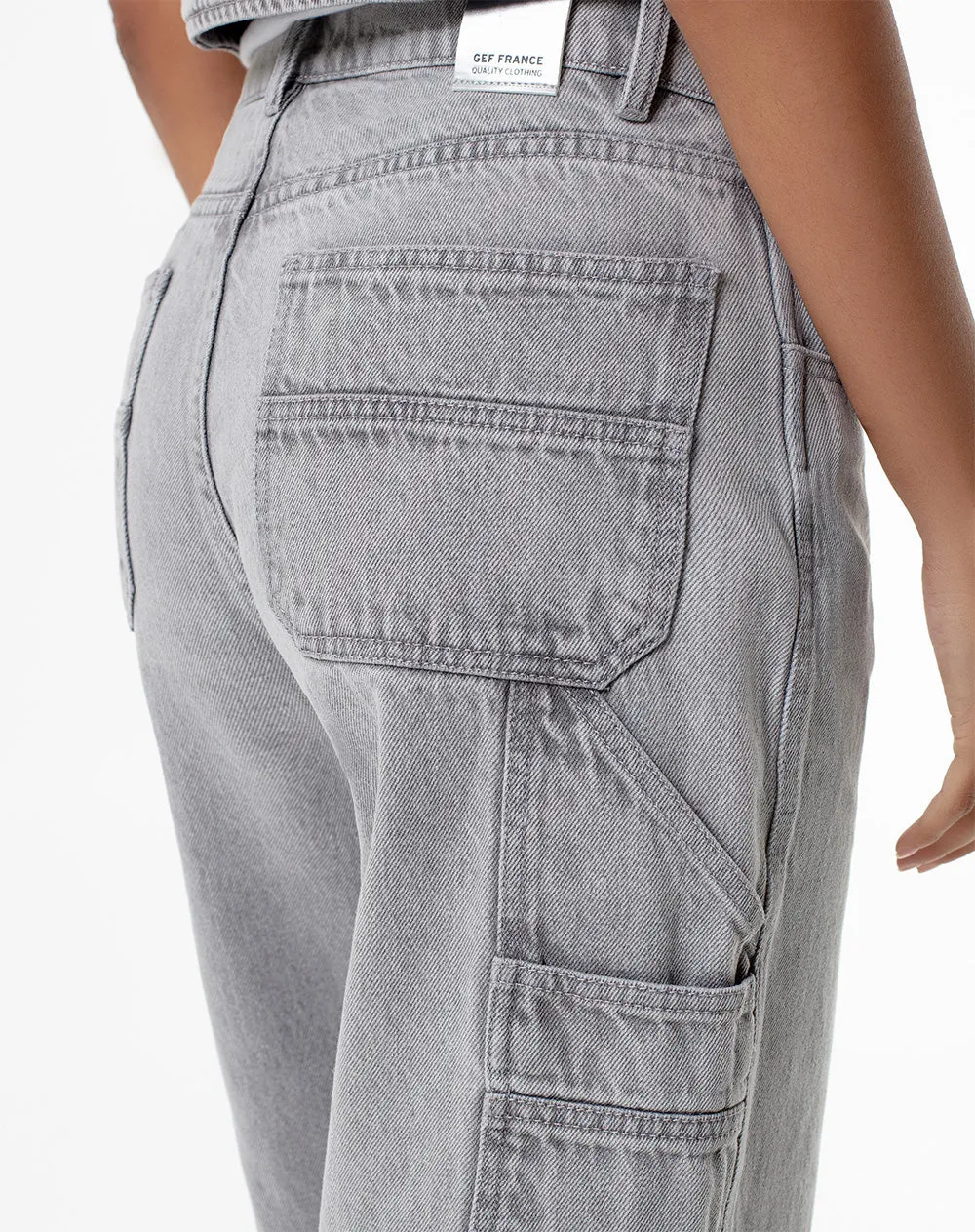 Pantalón relaxed fit tiro alto denim gris sold by Gef product image thumbnail 4