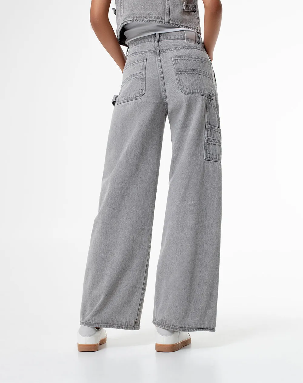 Pantalón relaxed fit tiro alto denim gris sold by Gef product image thumbnail 2