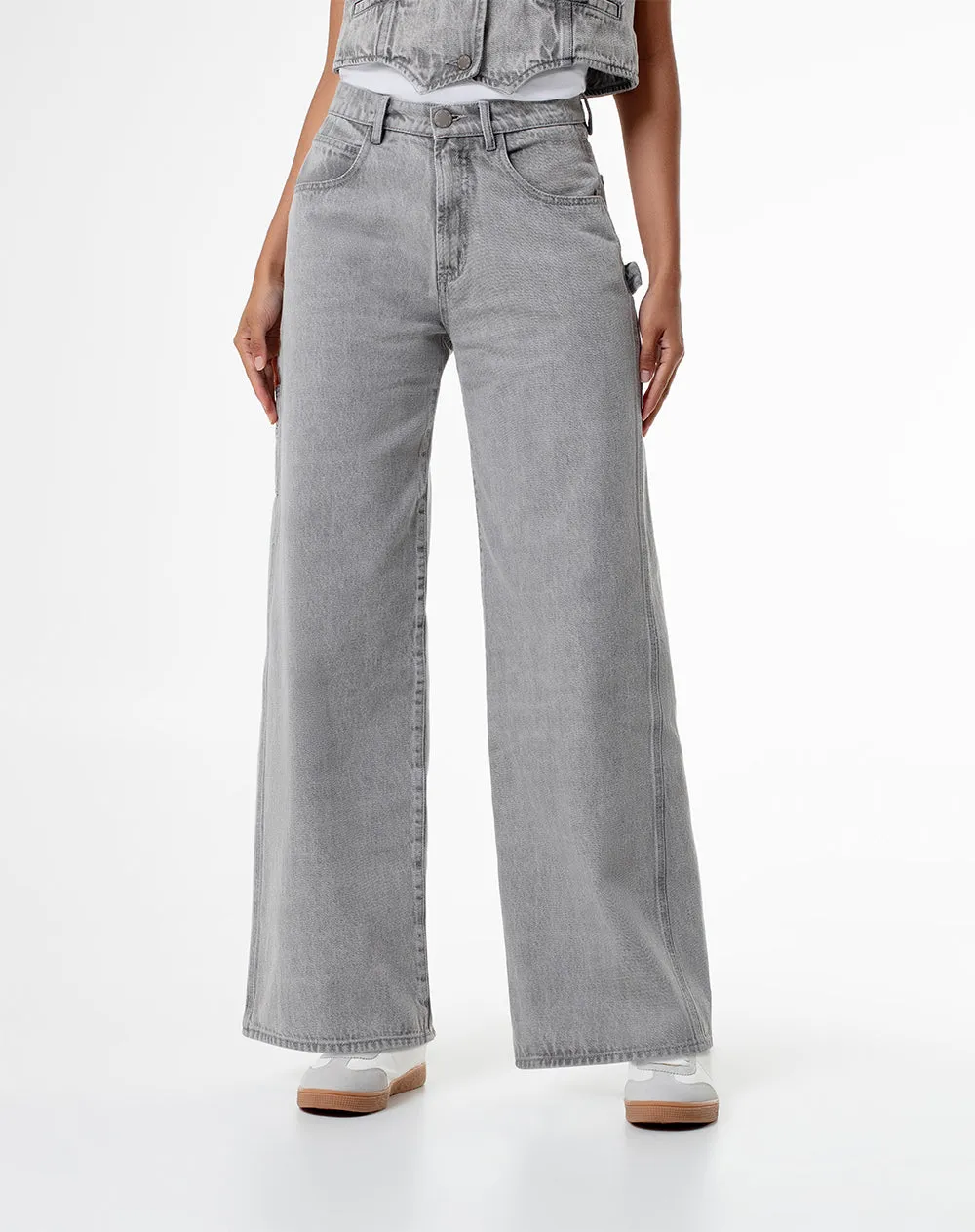 Pantalón relaxed fit tiro alto denim gris sold by Gef product image thumbnail 3
