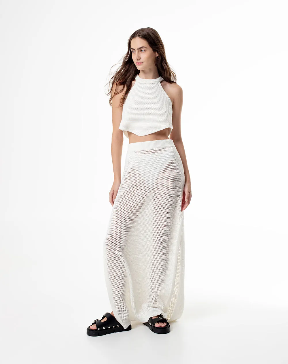 Falda larga tiro alto habana sold by Gef