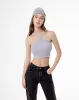 Crop top slim rib algodón gris mujer sold by Gef