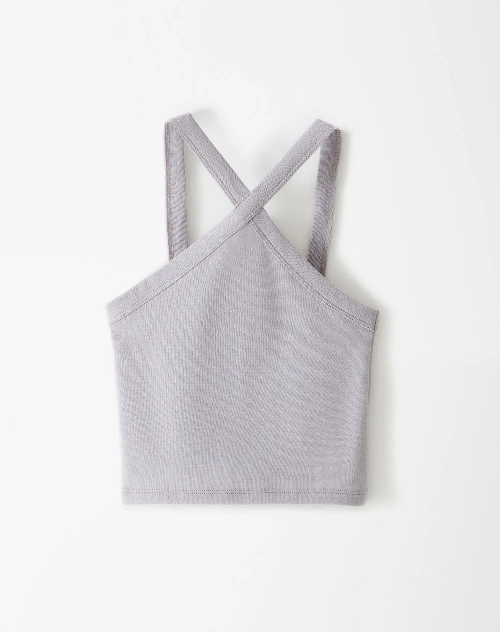 Crop top slim rib algodón gris mujer sold by Gef product image thumbnail 5