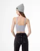 Crop top slim rib algodón gris mujer sold by Gef