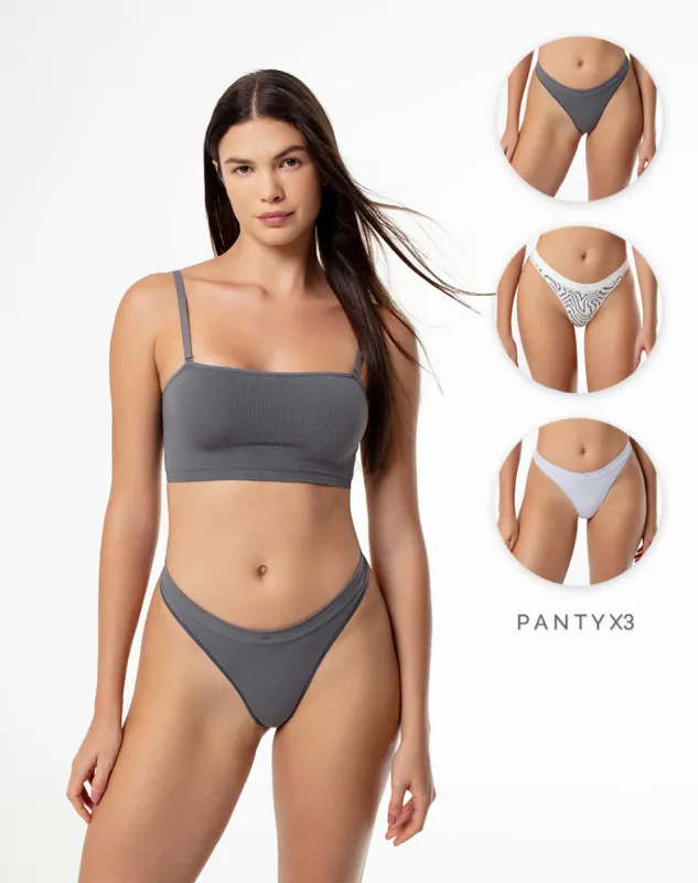 Panty tipo tanga  x3unds pocas costuras surtido sold by Gef