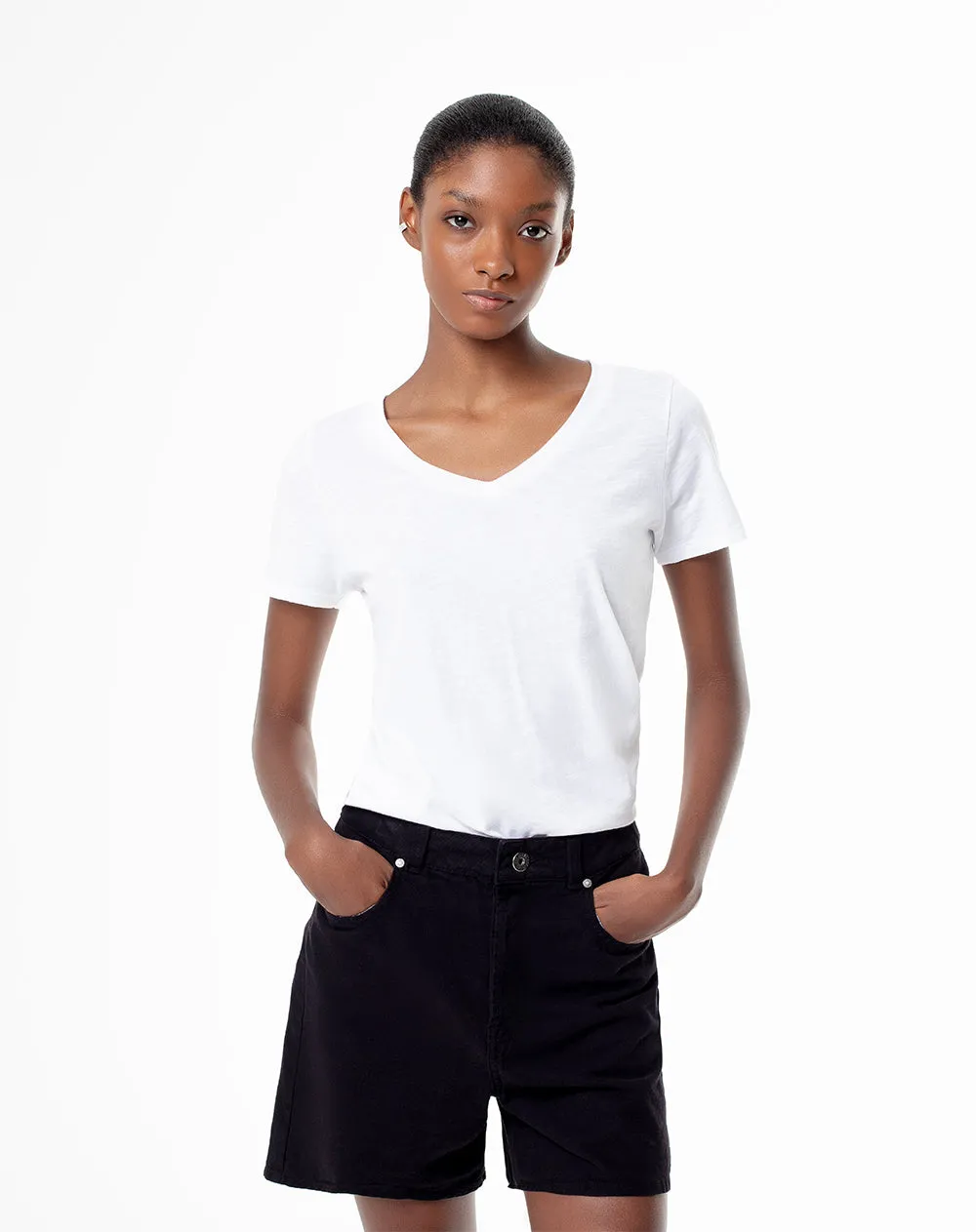 Camiseta regular algodón blanca mujer sold by Gef