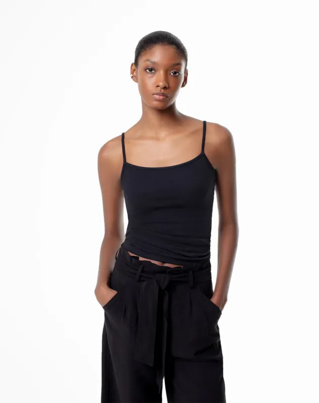 Camiseta slim fit tiras negra sold by Gef