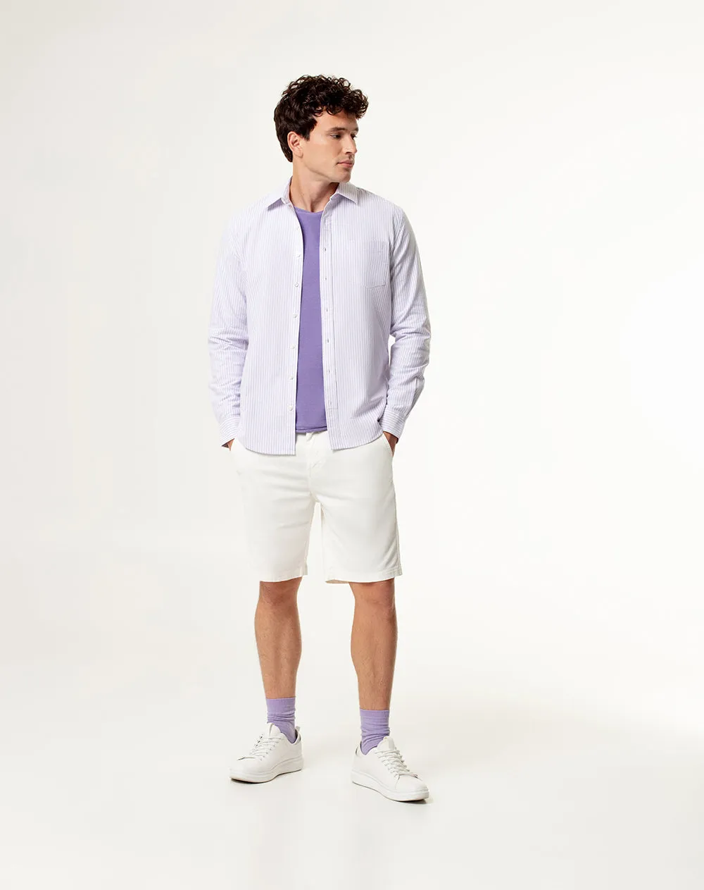 Camisa Modri Modri slim fit manga larga morada con rayas sold by Gef product image thumbnail 4