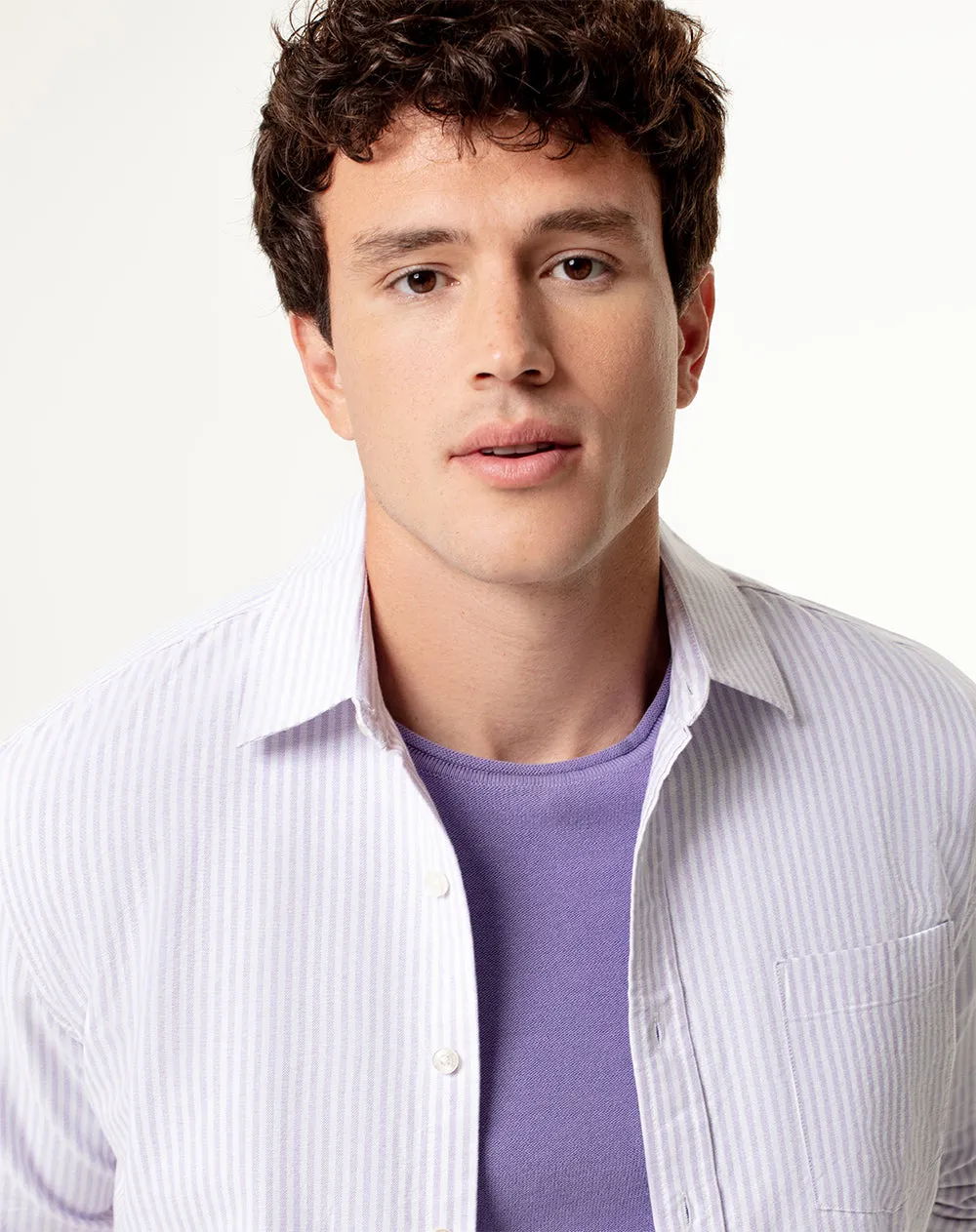 Camisa Modri Modri slim fit manga larga morada con rayas sold by Gef product image thumbnail 3