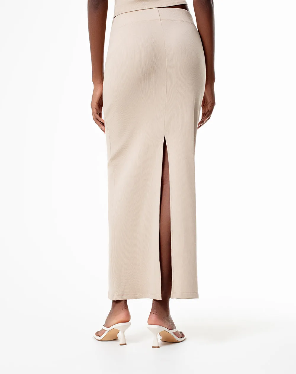 Falda larga recta tiro alto caqui mujer sold by Gef product image thumbnail 2