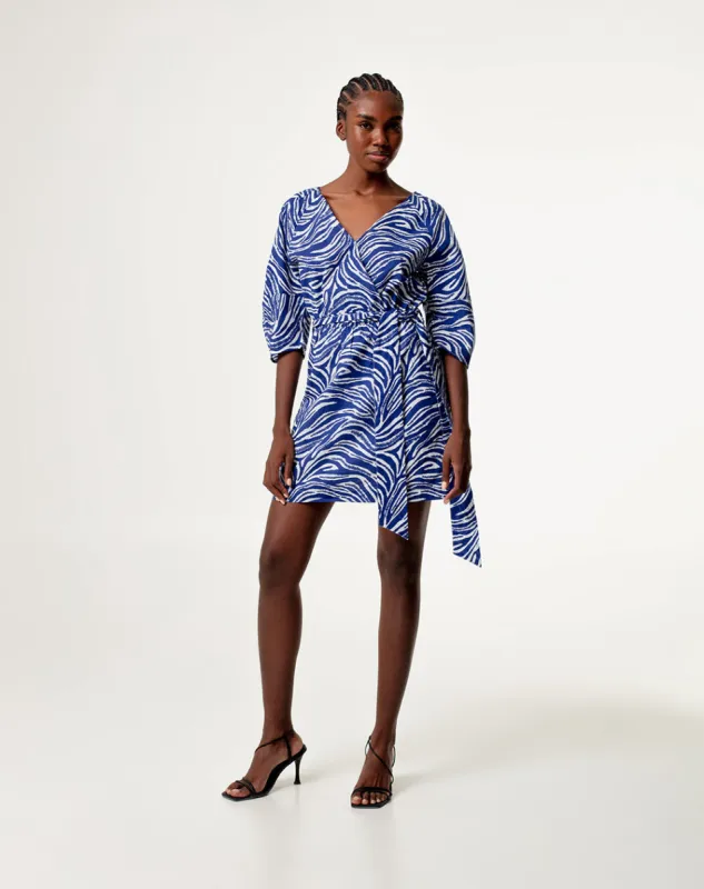 Vestido corto azul estampado sold by Gef