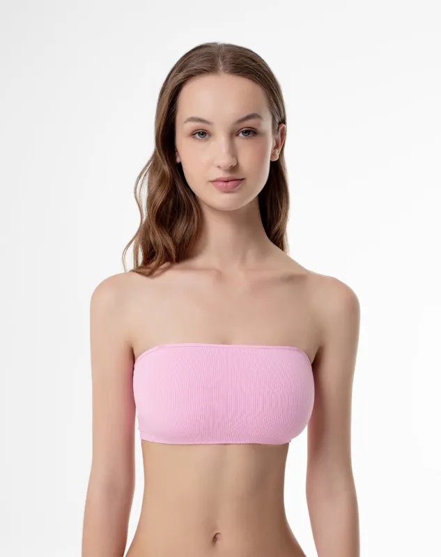 Top strapless soporte medio rosado sold by Gef