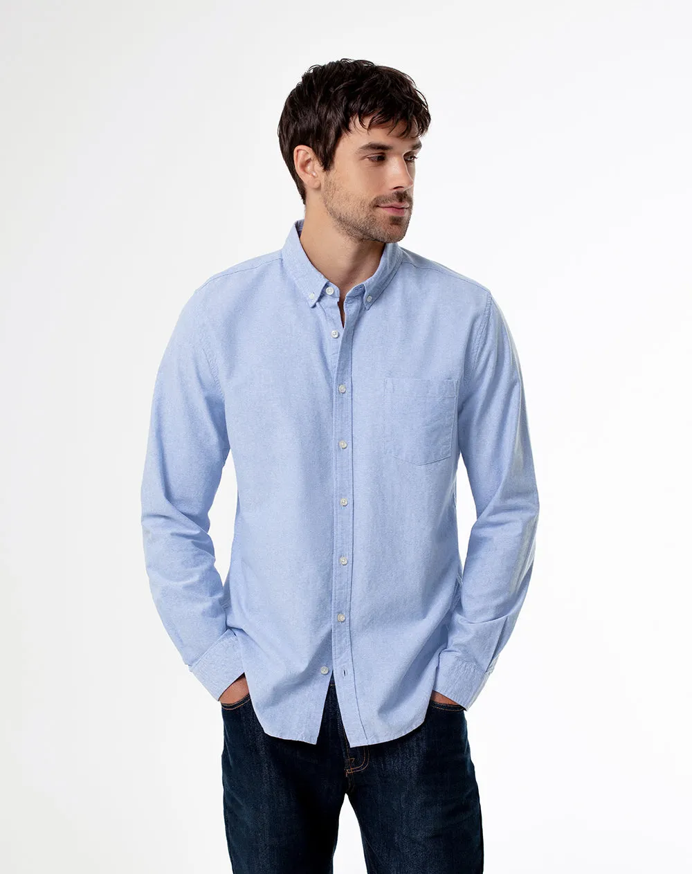 Camisa manga larga slim algodón azul hombre sold by Gef