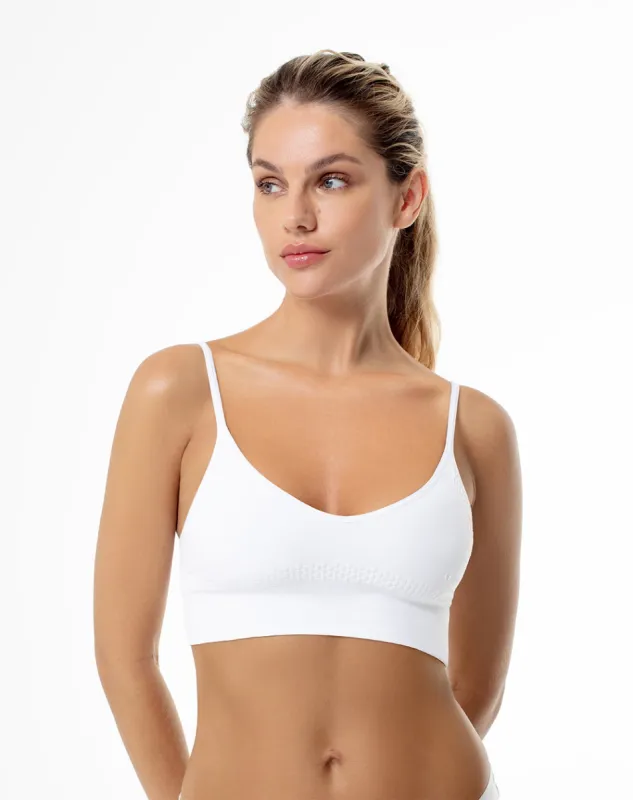 Top soporte medio pocas costuras y cargaderas graduables blanco sold by Gef