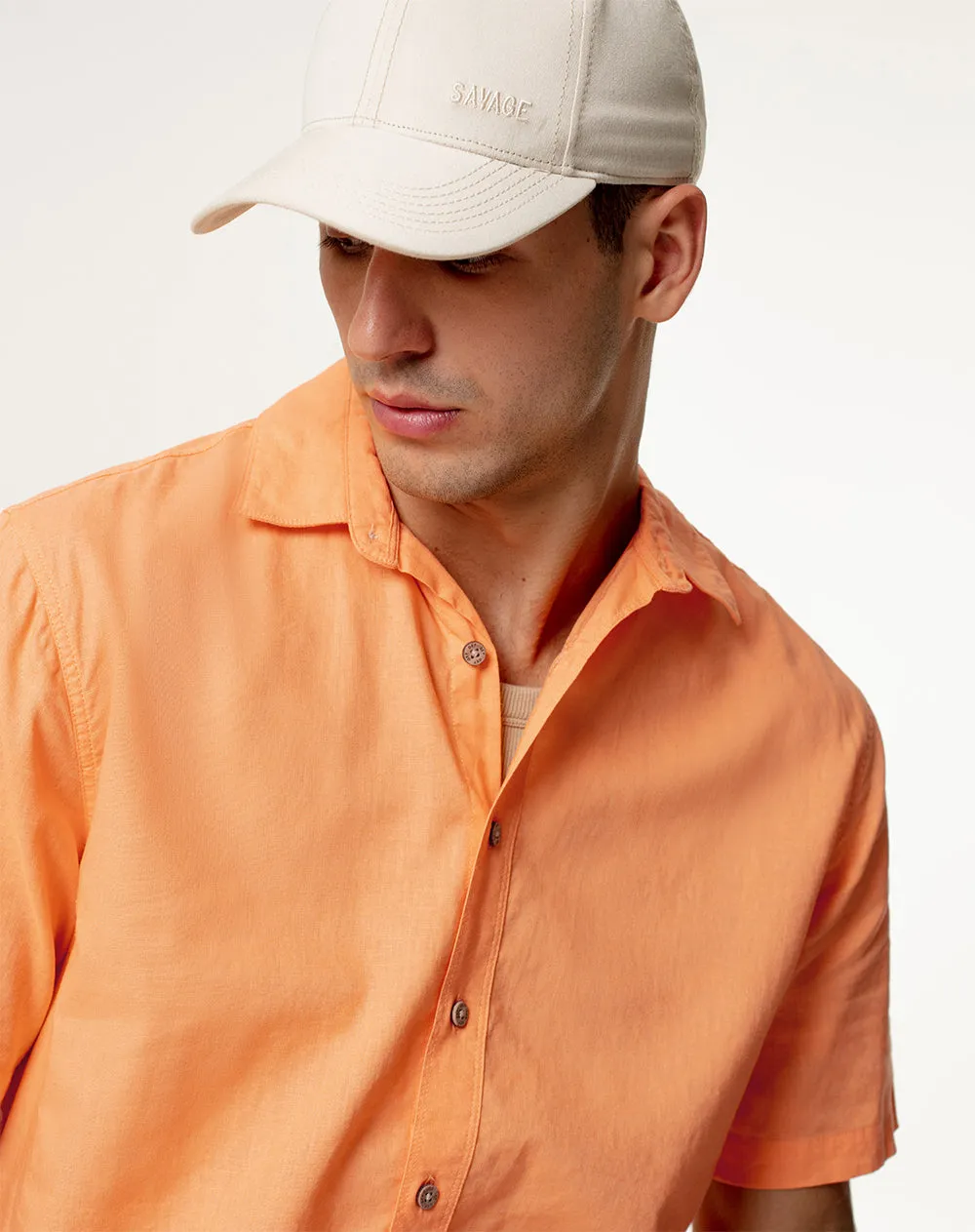 Camisa regular fit manga corta naranja sold by Gef product image thumbnail 3