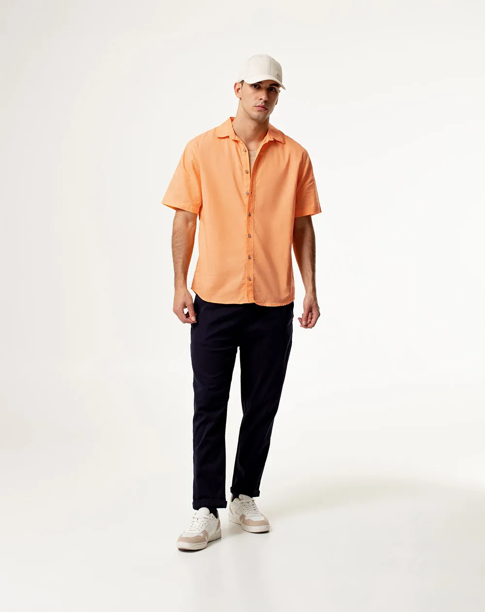 Camisa regular fit manga corta naranja sold by Gef product image thumbnail 4
