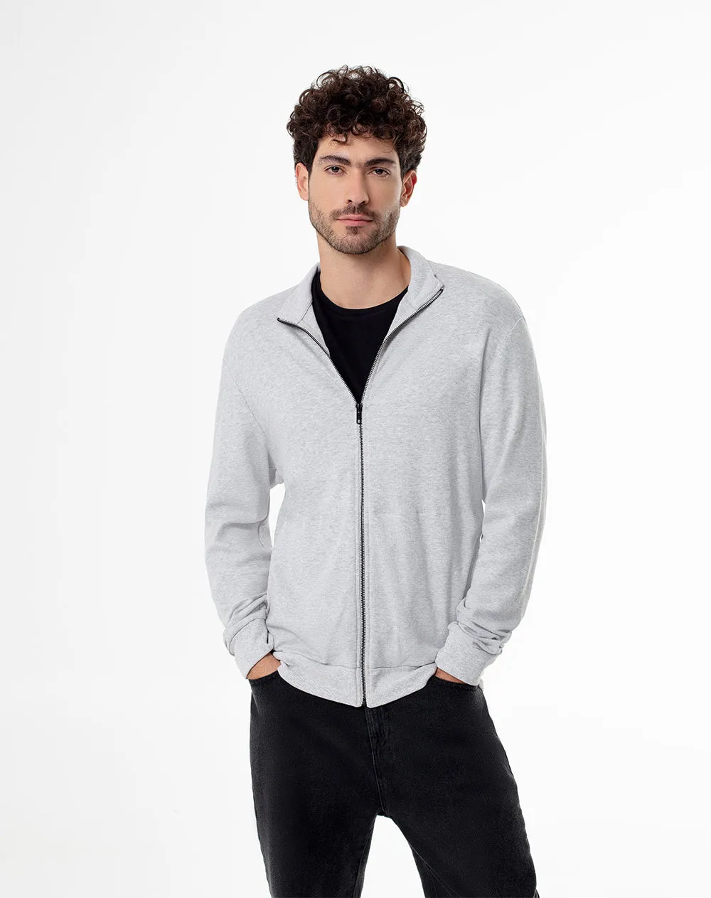 Chaqueta regular fit sin capucha gris jaspeada sold by Gef