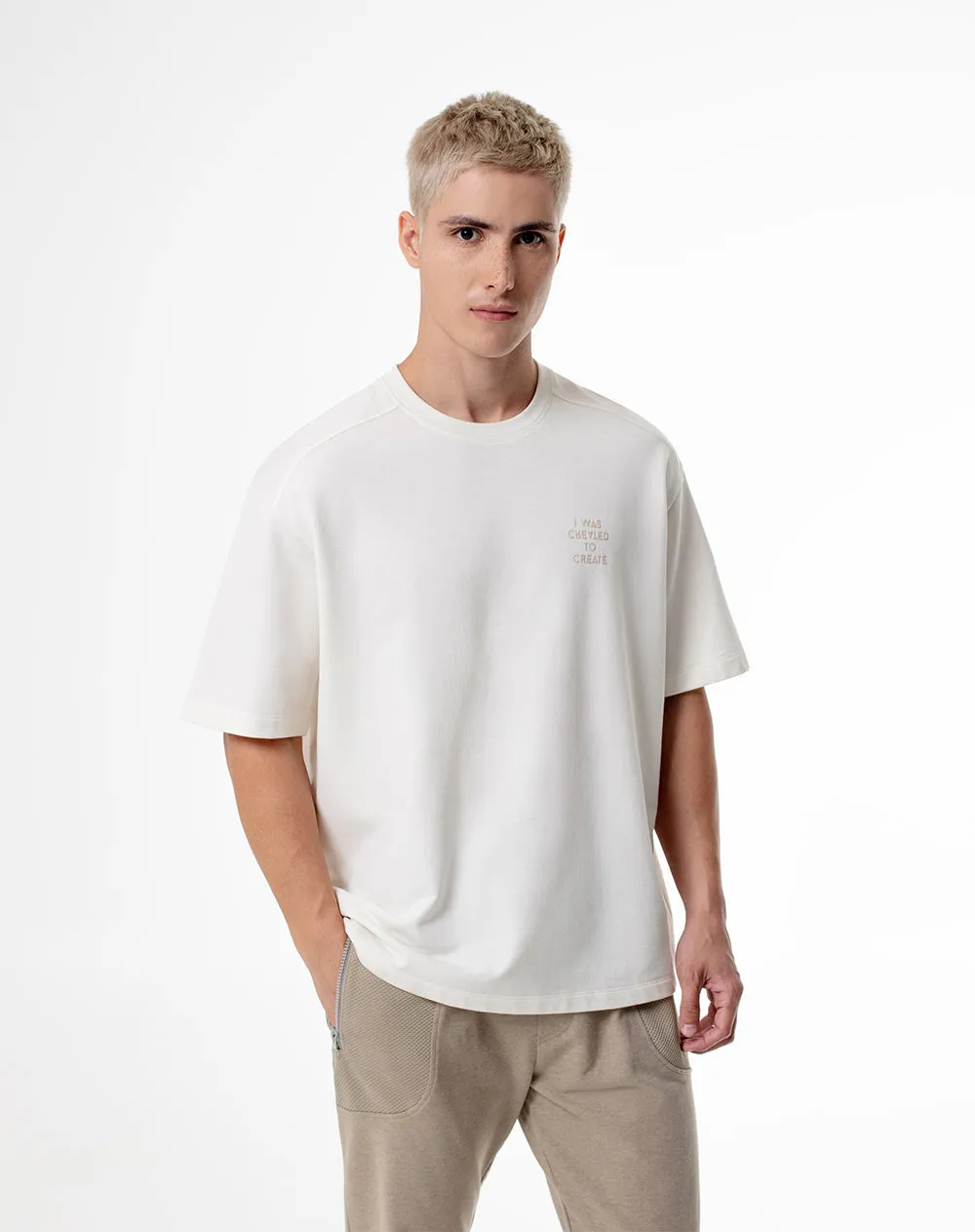 Camiseta oversize algodón vainilla hombre sold by Gef