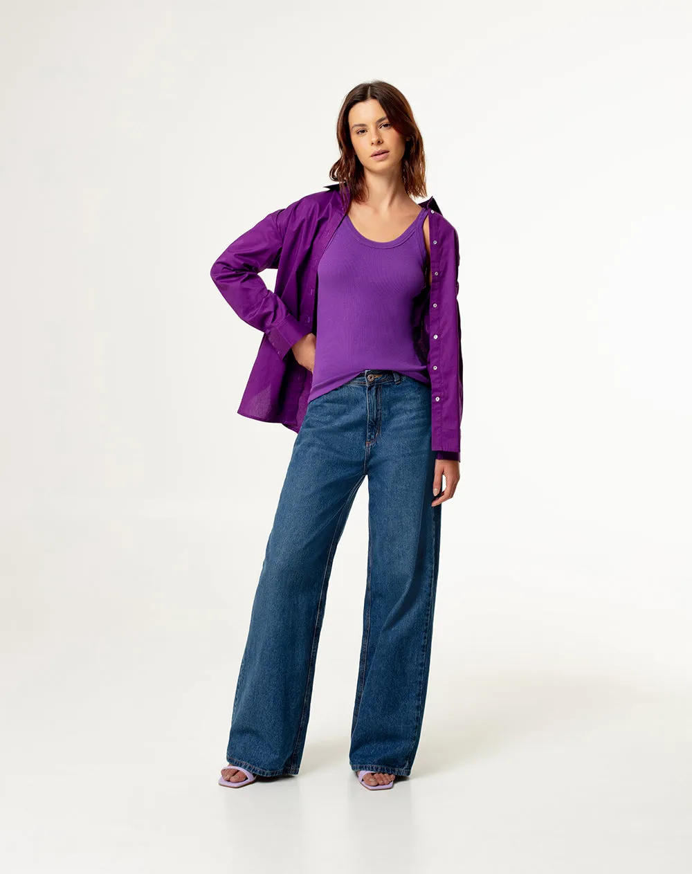 Camisa oversized fit manga larga morada sold by Gef product image thumbnail 4