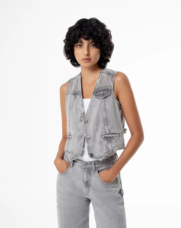Chaleco sin capucha denim gris sold by Gef