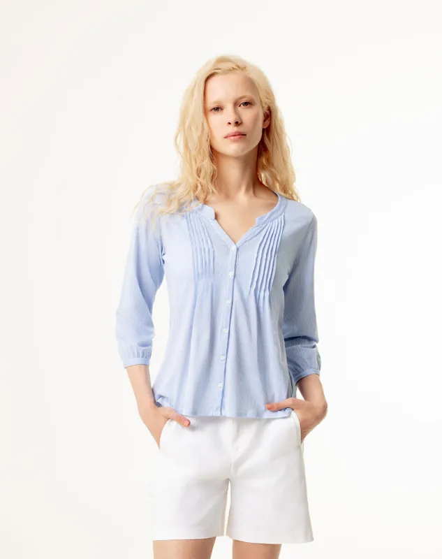 Camiseta regular fit manga 3/4 blanca rayas sold by Gef