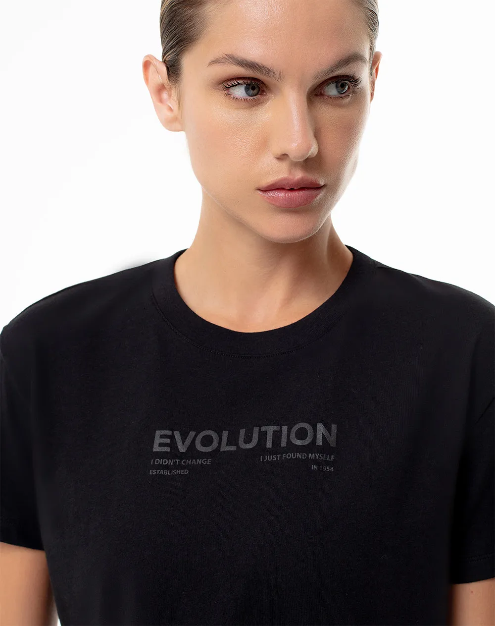 Camiseta crop regular algodón negra mujer sold by Gef product image thumbnail 3