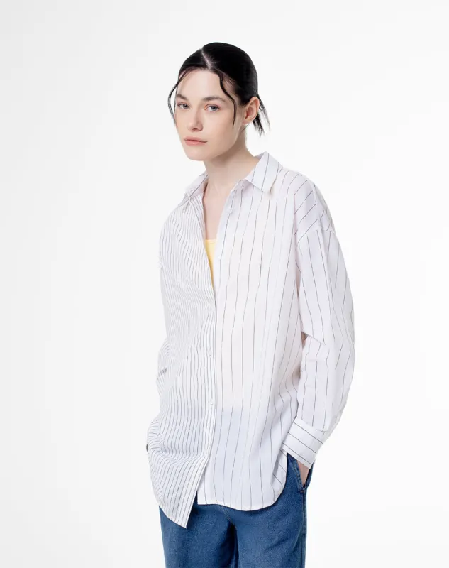 Camisa oversized fit manga larga rayas azules sold by Gef