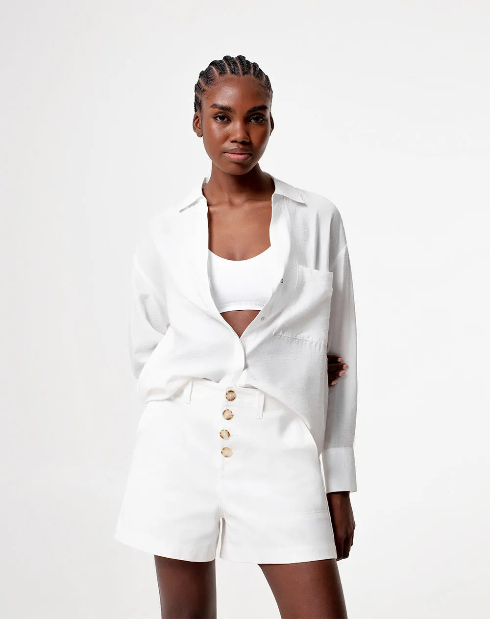 Short tiro medio regular algodón blanco mujer sold by Gef