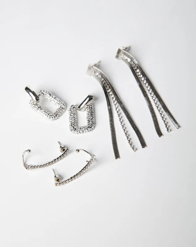 Set de aretes plateados sold by Gef