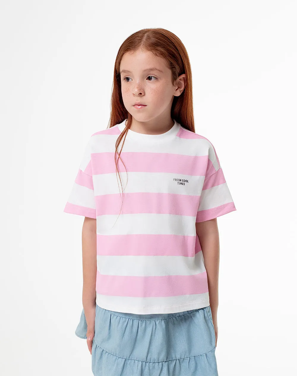 Camiseta regular algodón rayas niña sold by Gef