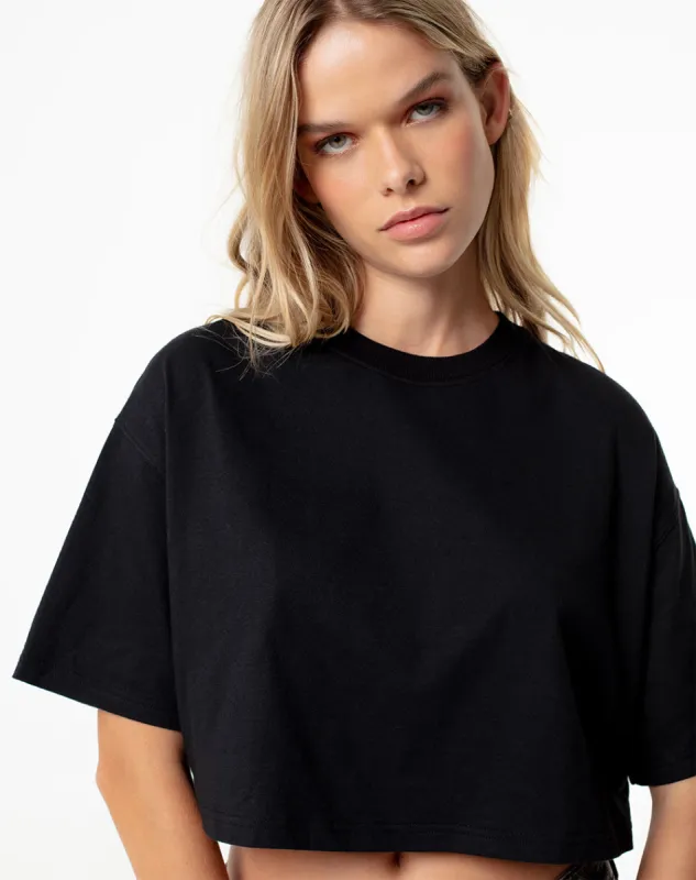 Camiseta relaxed fit manga corta negra sold by Gef