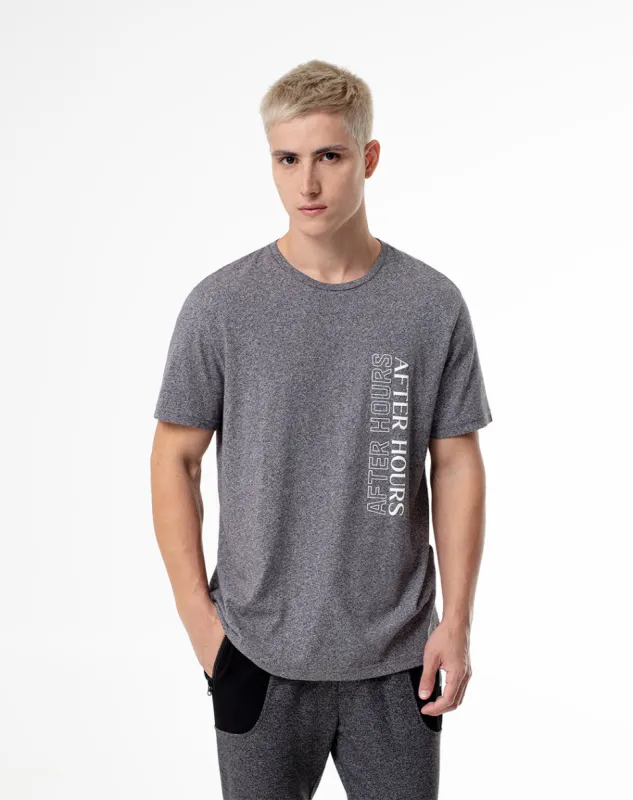 Camiseta oversized fit manga corta gris jaspeada sold by Gef