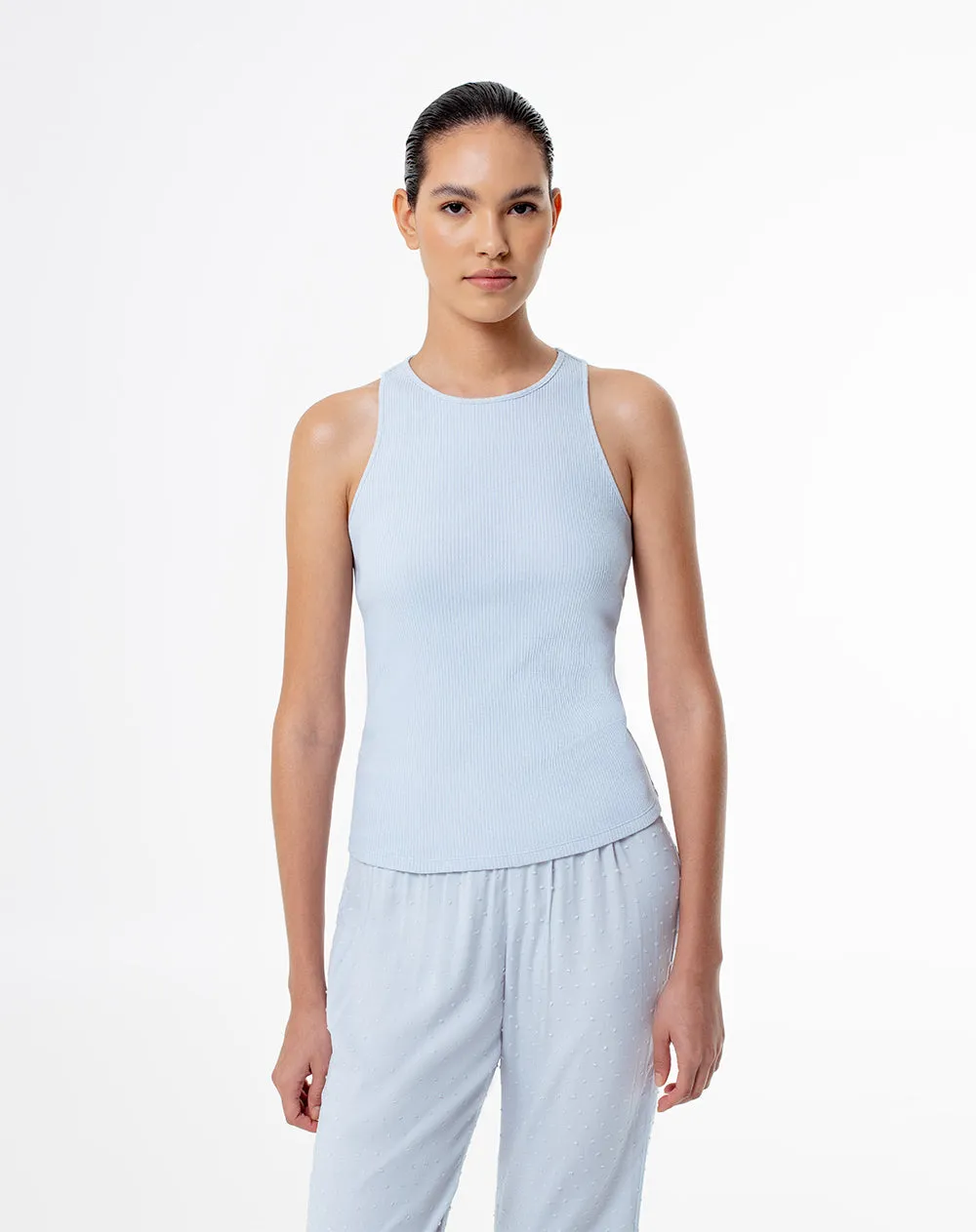 Camiseta esqueleto slim rib algodón azul mujer sold by Gef