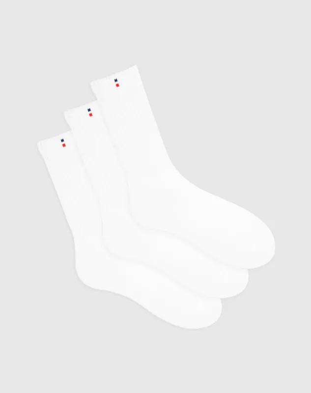 Medias hombre largas acolchadas pack x3 blancas sold by Gef