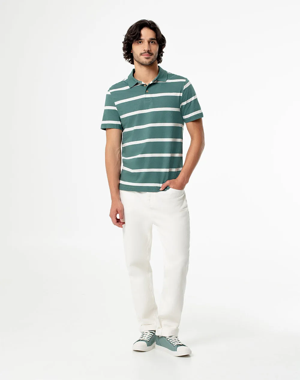 Polo slim fit verde con rayas sold by Gef