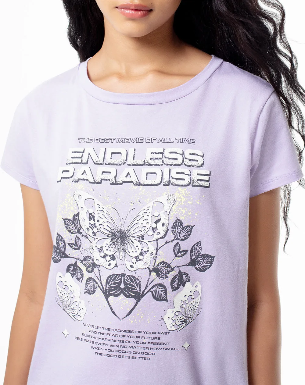 Camiseta regular algodón lila estampada mujer sold by Gef product image thumbnail 3