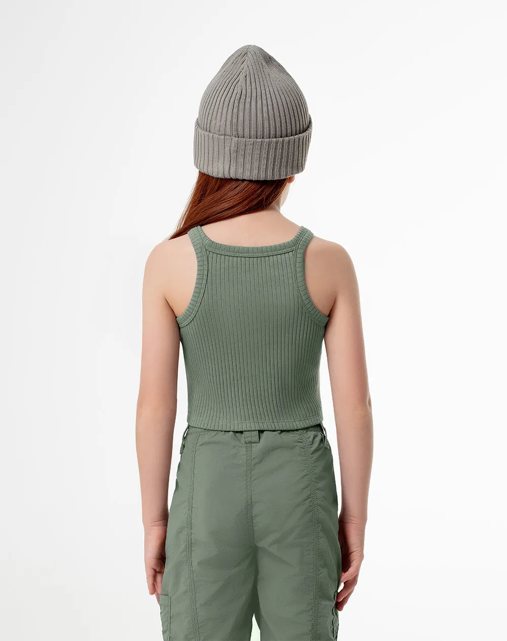 Crop top slim rib verde niña sold by Gef product image thumbnail 2