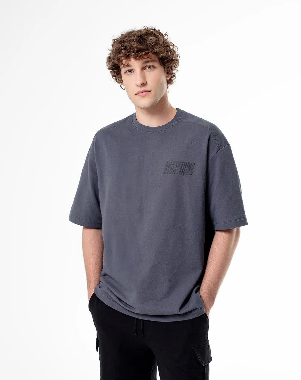 Camiseta oversized algodón gris hombre sold by Gef