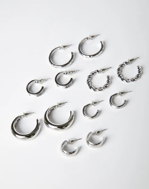 Aretes pack x6 plateados sold by Gef