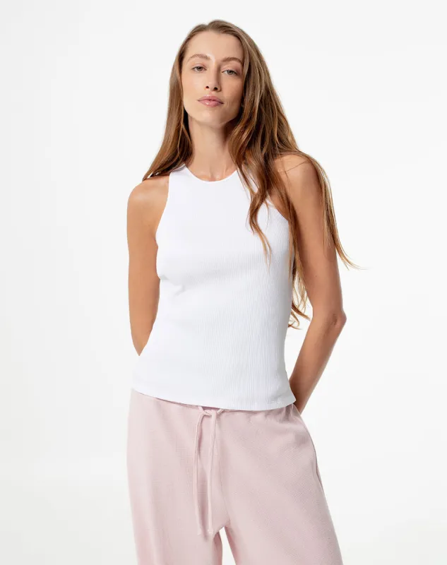 Camiseta esqueleto slim rib algodón blanca mujer sold by Gef