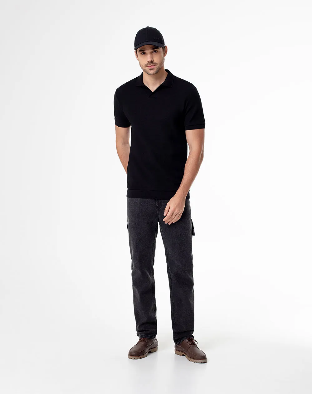 Polo regular algodón negra hombre sold by Gef product image thumbnail 4