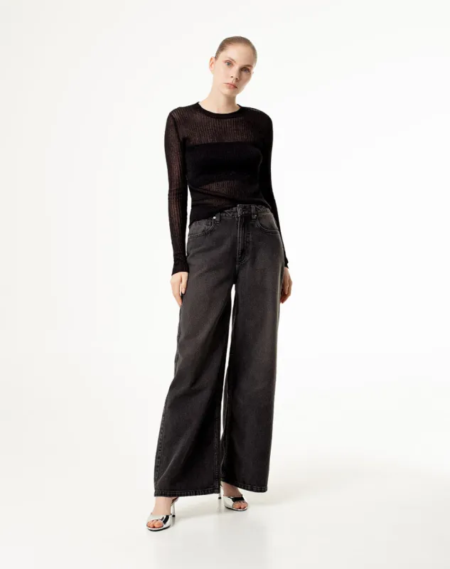 Jean relaxed fit tiro medio denim negro sold by Gef